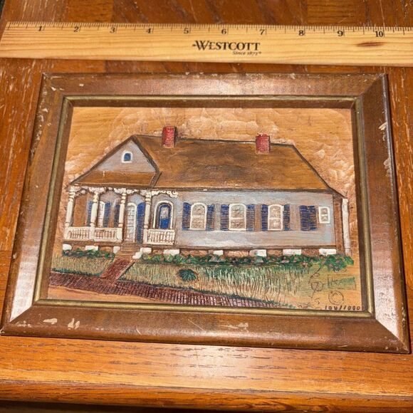 Vintage New Orleans Woodgraph Silvia Kay Glenn Relief Wood Carving Street Scene - Picture 1 of 7